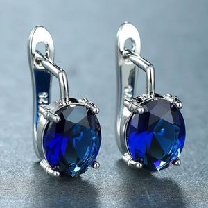 New sterling silver blue CZ earrings